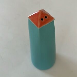 Lindt Stymeist Colorways aqua with orange pyramid top salt or pepper shaker